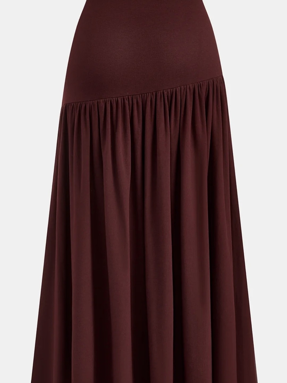 Commense Wine Maxi Skirt with Gathered Flare